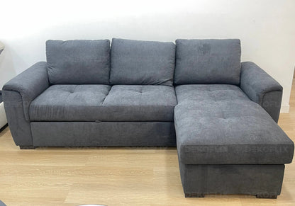 Canapé d'angle convertible anthracite tissu | Zylo