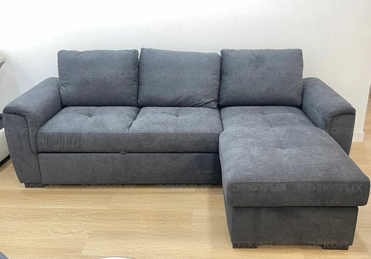 Canapé d'angle convertible anthracite tissu | Zylo