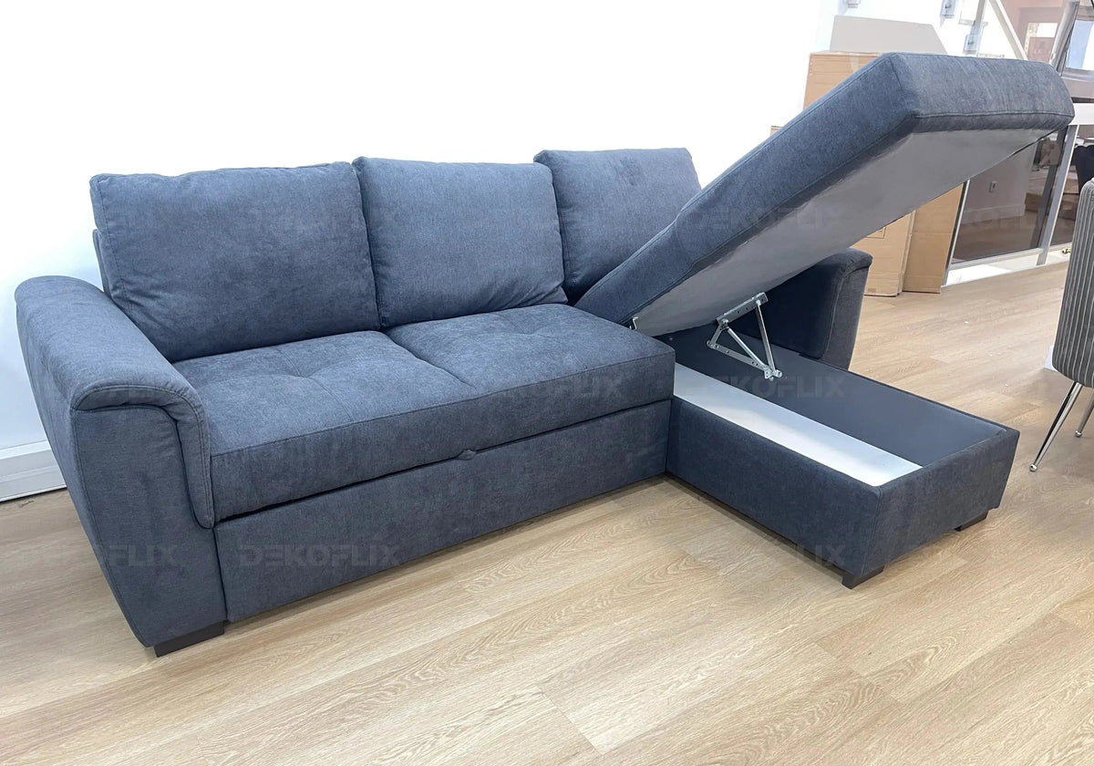 Canapé d'angle convertible anthracite tissu | Zylo