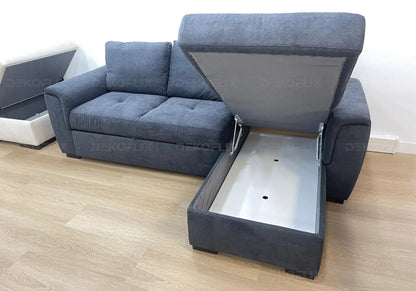 Canapé d'angle convertible anthracite tissu | Zylo