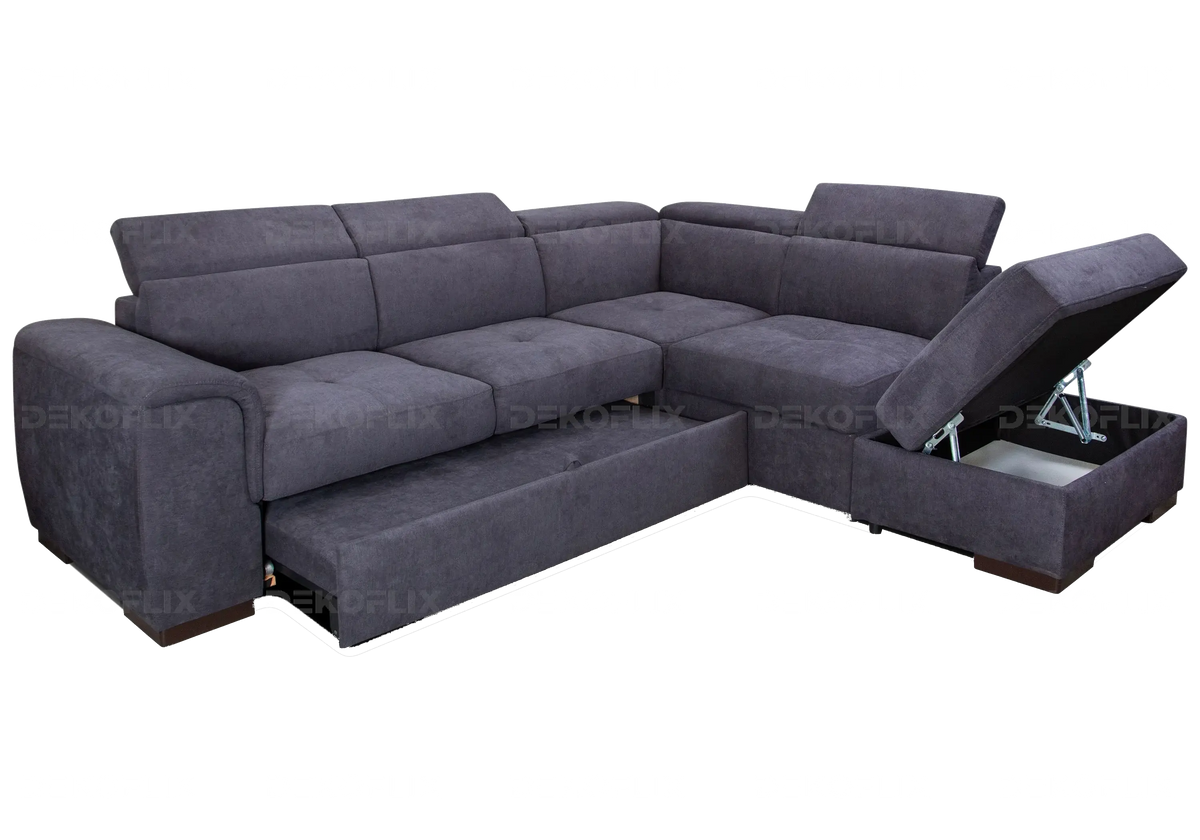Canapé d'angle convertible tissu anthracite | Kova