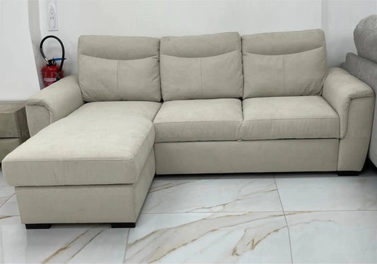 Canapé d'angle convertible beige pour salon moderne | Zylo