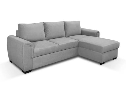 Canapé d'angle convertible gris avec rangement | Zylo