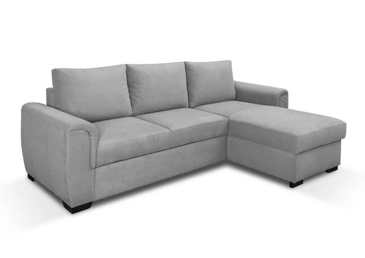 Canapé d'angle convertible gris avec rangement | Zylo
