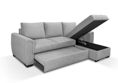 Canapé d'angle convertible gris avec rangement | Zylo