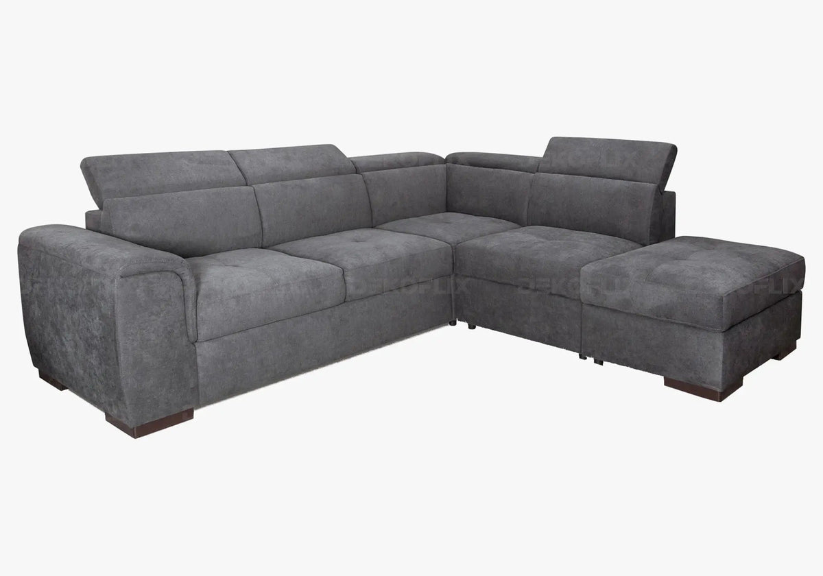 Canapé d'angle convertible en microfibre gris | Kova