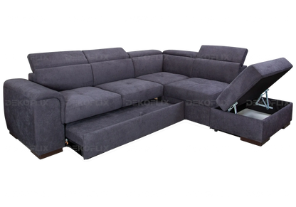 Canapé d'angle convertible en microfibre gris | Kova