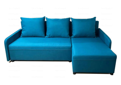 Canapé d'angle convertible bleu pour petit espace | Kibo