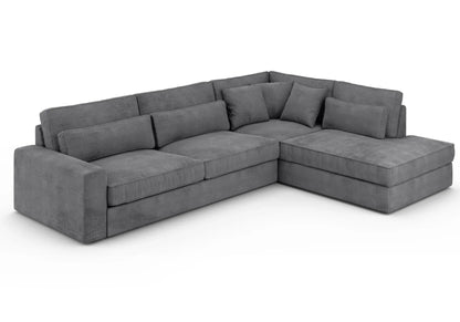 Canapé d'angle tissu côtelé gris confortable | Zylo