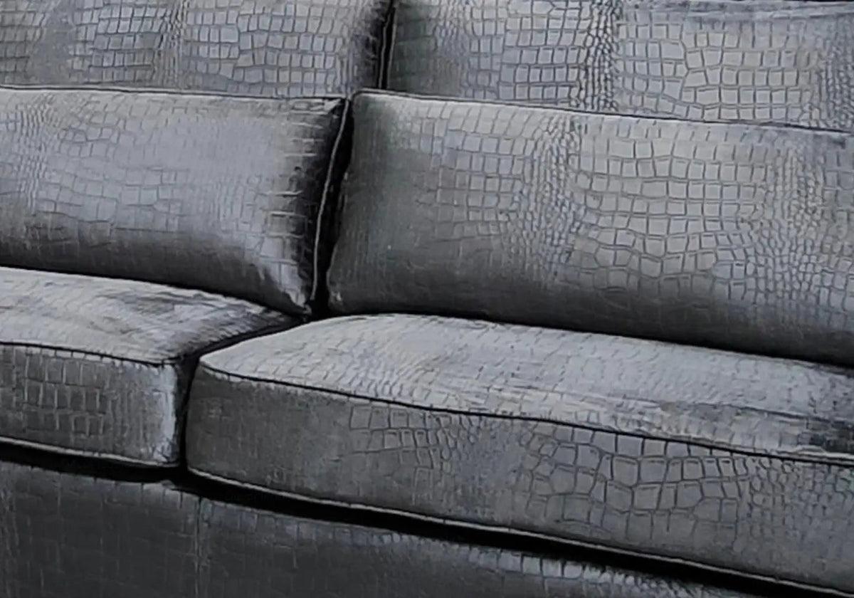Canapé d'angle tissu effet croco anthracite | Kroma