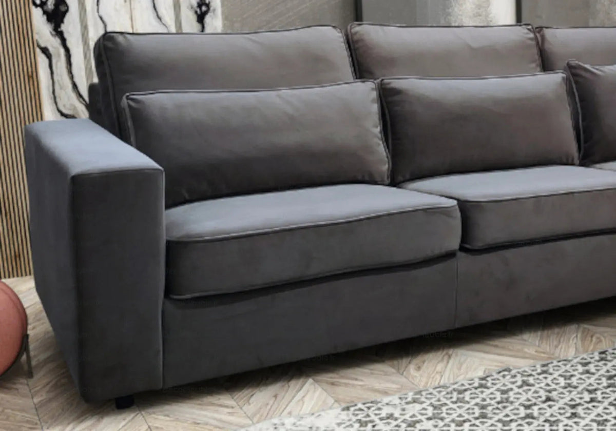 Canapé d'angle modulable tissu effet croco taupe | Kroma