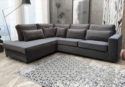 Canapé d'angle modulable tissu effet croco taupe | Kroma