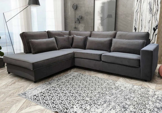 Canapé d'angle modulable tissu effet croco taupe | Kroma