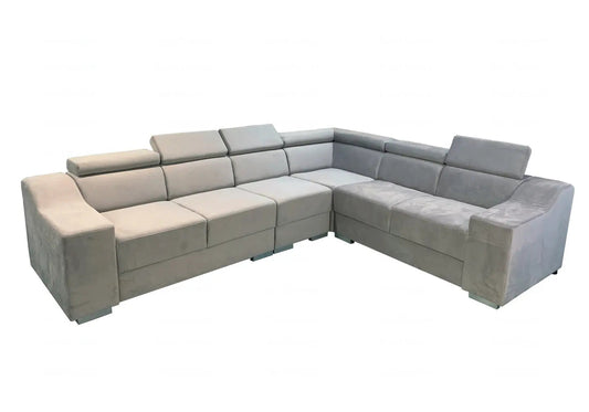 Canapé d'angle design gris avec têtières ajustables | Kivox