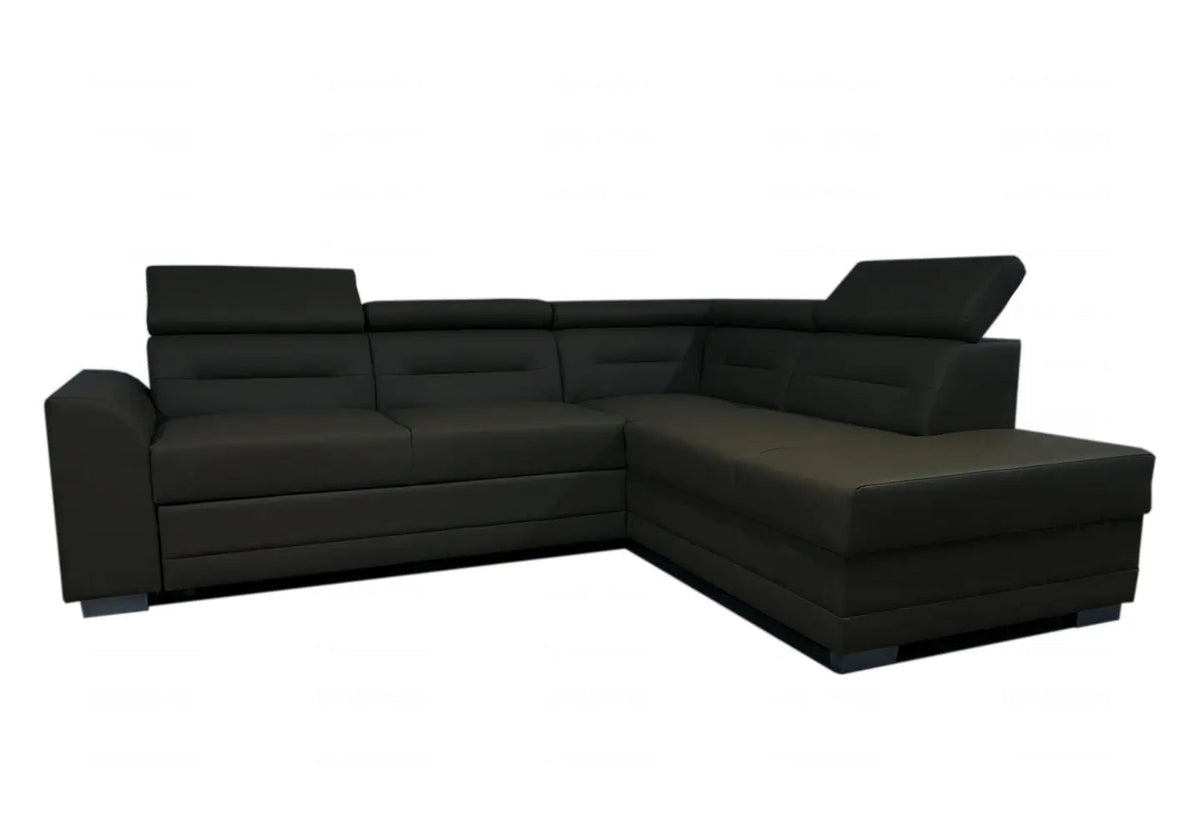 Petit canapé d'angle design noir avec têtières | Zelix