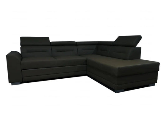 Petit canapé d'angle design noir avec têtières | Zelix