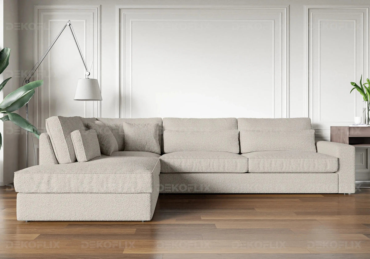 Canapé d'angle moderne tissu doudou boucle | Zylo