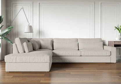 Canapé d'angle moderne tissu doudou boucle | Zylo