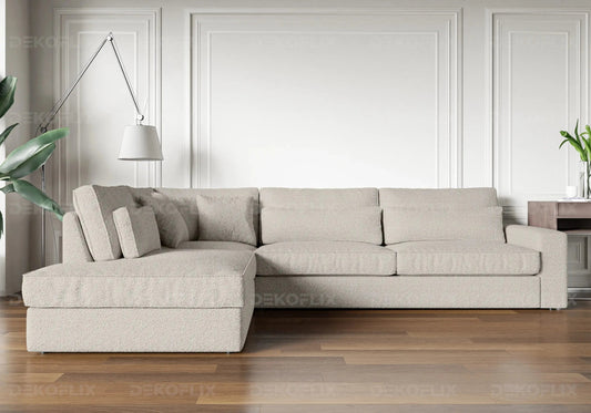 Canapé d'angle moderne tissu doudou boucle | Zylo