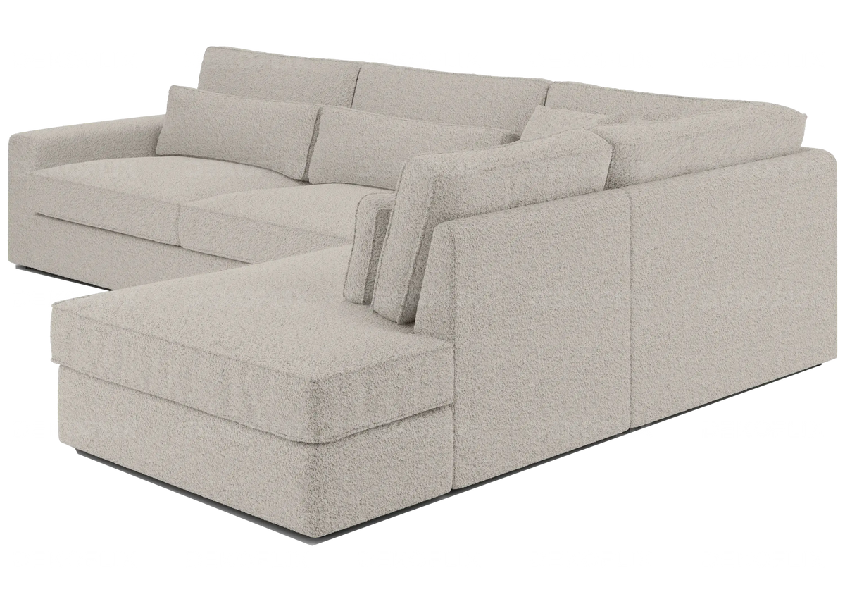 Canapé d'angle moderne tissu doudou boucle | Zylo