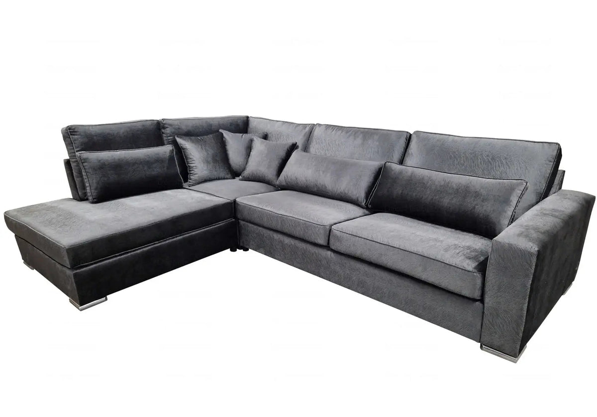 Canapé d'angle modulable anthracite avec méridienne | Kroma