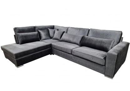 Canapé d'angle modulable anthracite avec méridienne | Kroma