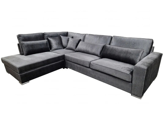 Canapé d'angle modulable anthracite avec méridienne | Kroma