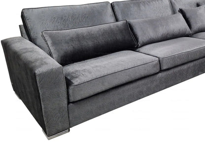 Canapé d'angle modulable anthracite avec méridienne | Kroma