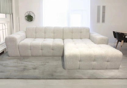 Canapé d'angle moderne en doudou boucle blanc | Vexta