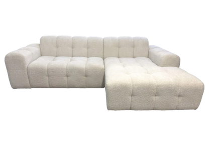 Canapé d'angle moderne en doudou boucle blanc | Vexta