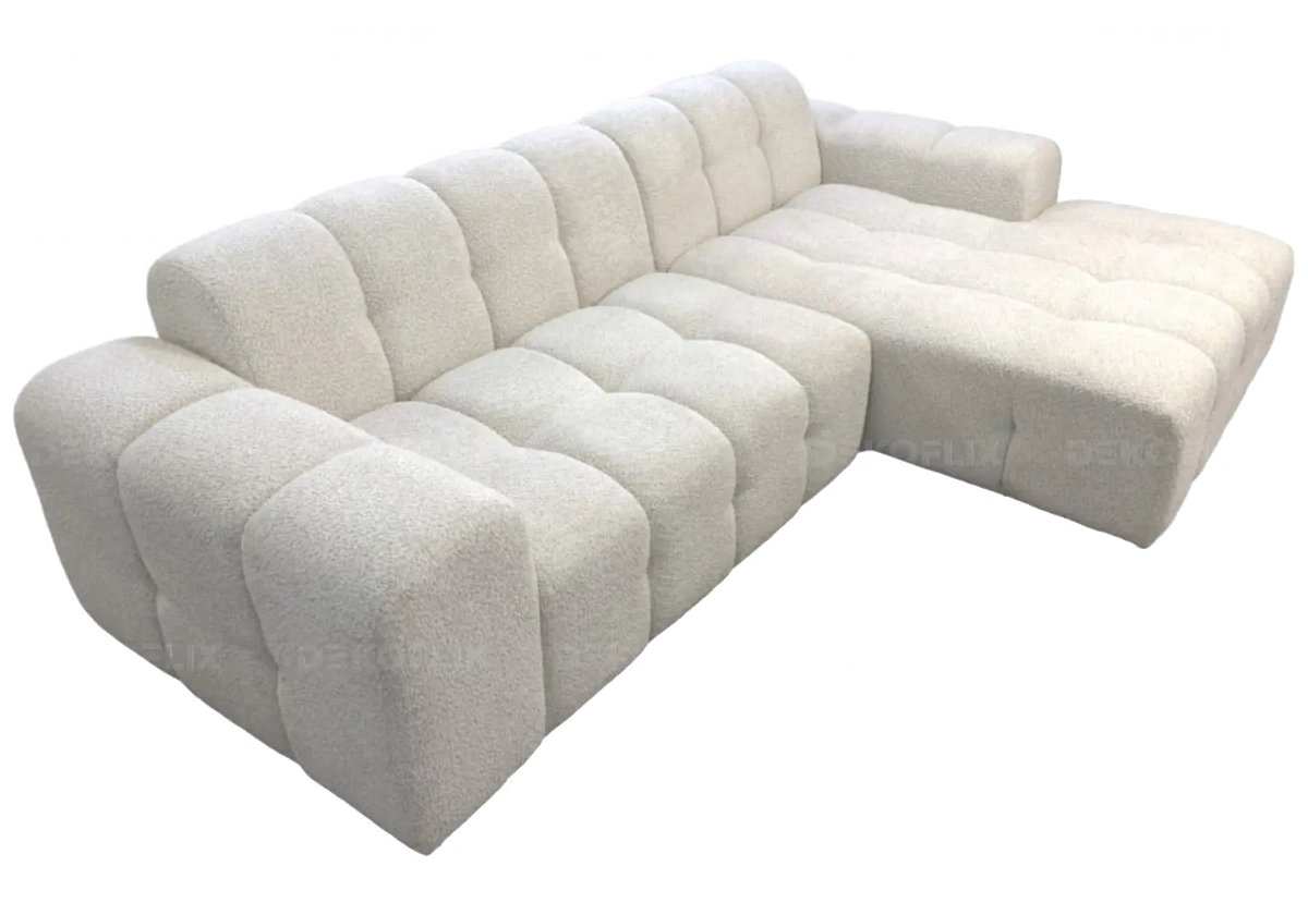 Canapé d'angle moderne en doudou boucle blanc | Vexta