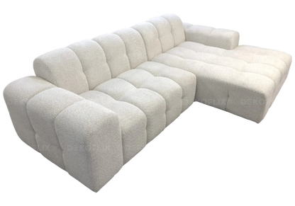 Canapé d'angle moderne en doudou boucle blanc | Vexta