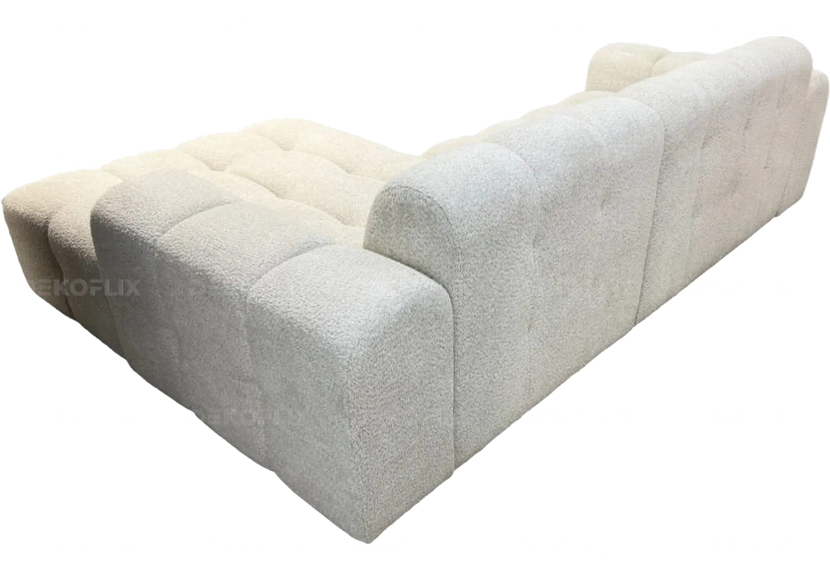 Canapé d'angle moderne en doudou boucle blanc | Vexta