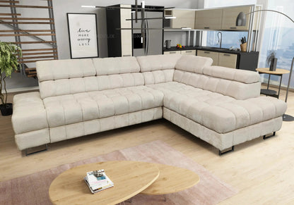 Canapé d'angle moderne convertible boucle blanc | Nexa