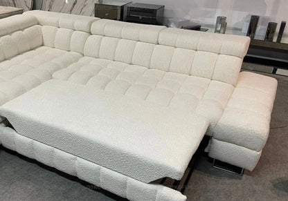 Canapé d'angle moderne convertible boucle blanc | Nexa