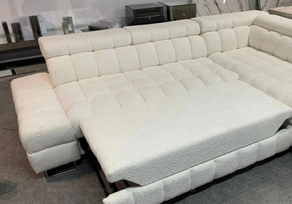 Canapé d'angle moderne convertible boucle blanc | Nexa