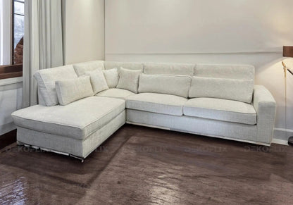 Canapé d'angle moderne tissu blanc pour salon | Kova