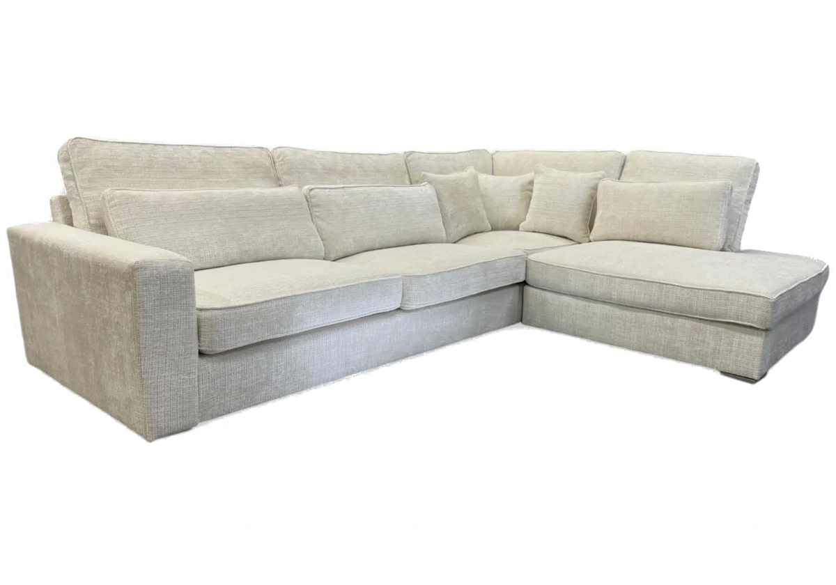 Canapé d'angle moderne tissu blanc pour salon | Kova