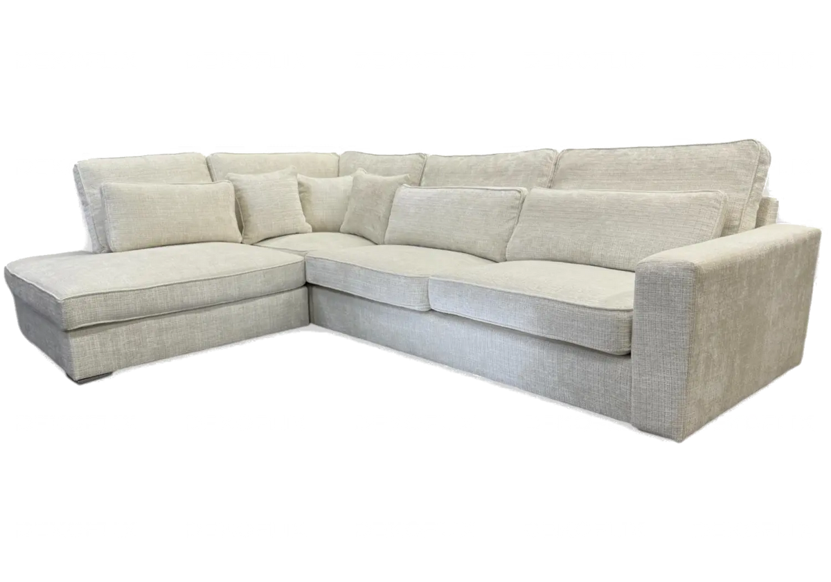 Canapé d'angle moderne tissu blanc pour salon | Kova