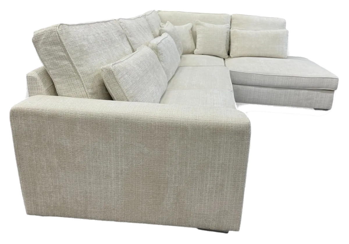 Canapé d'angle moderne tissu blanc pour salon | Kova