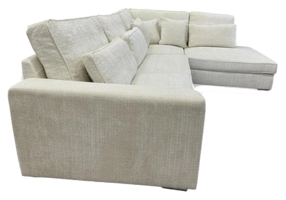 Canapé d'angle moderne tissu blanc pour salon | Kova