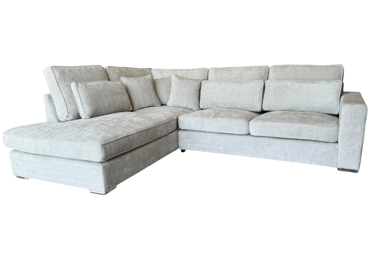 Grand canapé d'angle moderne tissu light gris | Kova