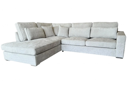 Grand canapé d'angle moderne tissu light gris | Kova