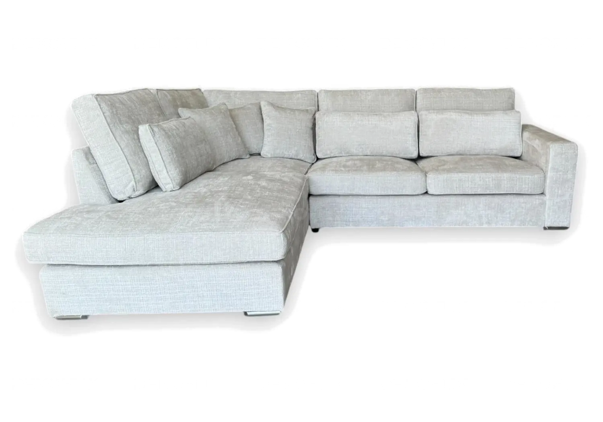 Grand canapé d'angle moderne tissu light gris | Kova