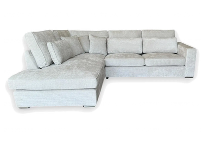 Grand canapé d'angle moderne tissu light gris | Kova