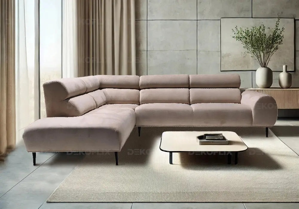 Canapé d'angle moderne en beige 285x200 cm | Orivo