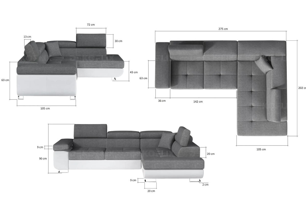 Canapé d'angle moderne convertible en beige | Aven