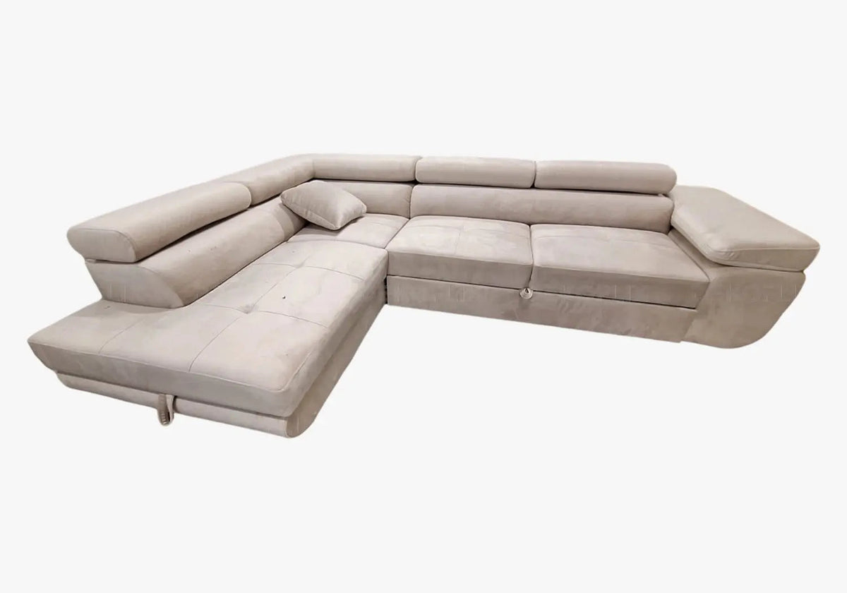 Canapé d'angle moderne convertible en beige | Aven
