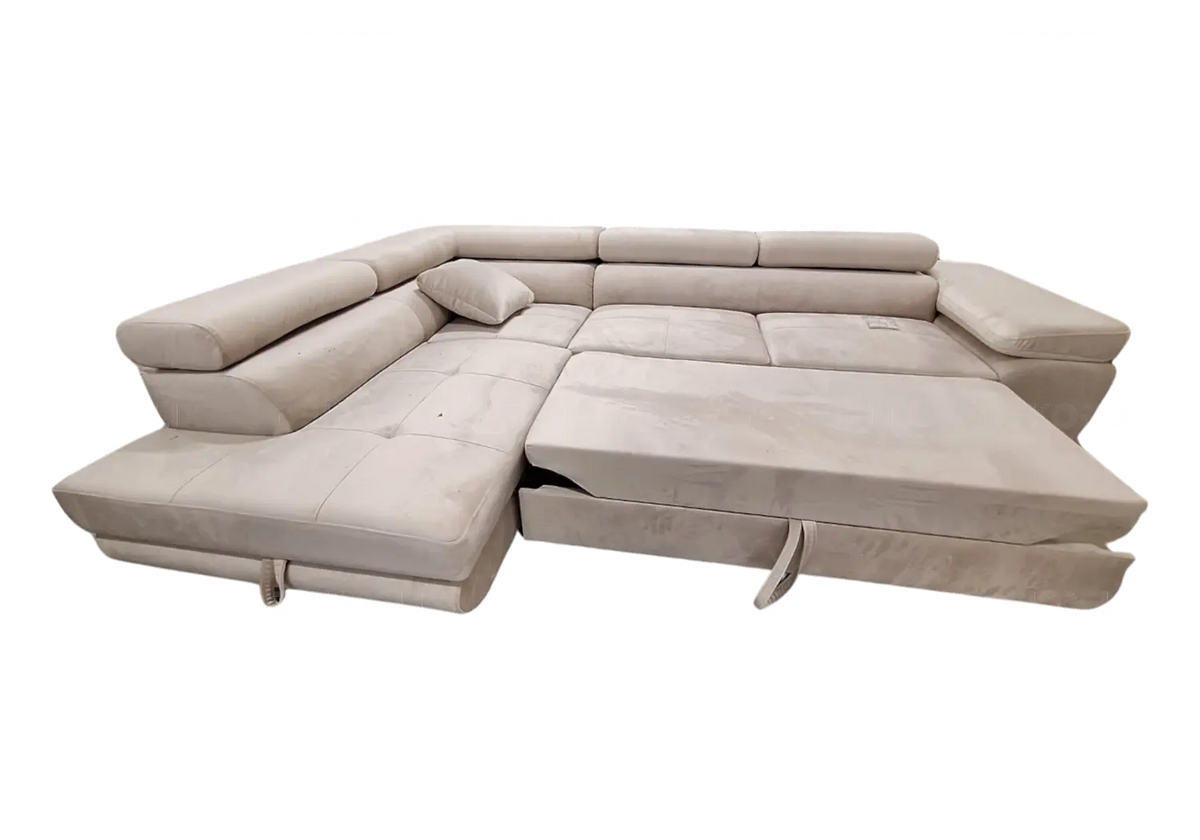 Canapé d'angle moderne convertible en beige | Aven