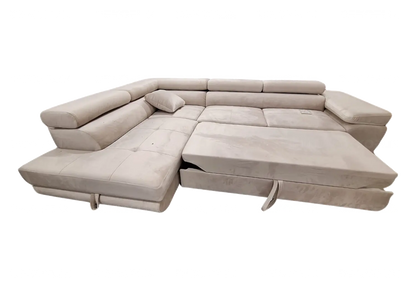 Canapé d'angle moderne convertible en beige | Aven